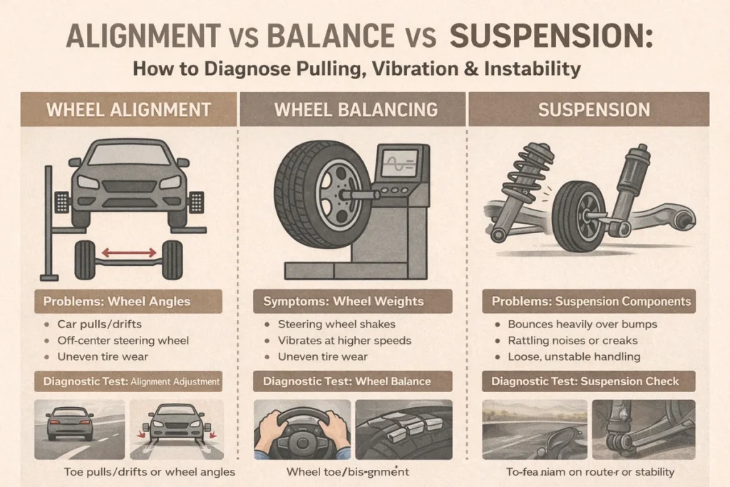 Balance Alignment Alignment vs Balance vs Suspension: How to Tell the Difference