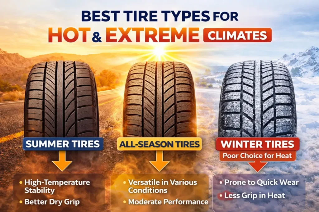 summer vs all season vs winter tires hot climate performance comparison